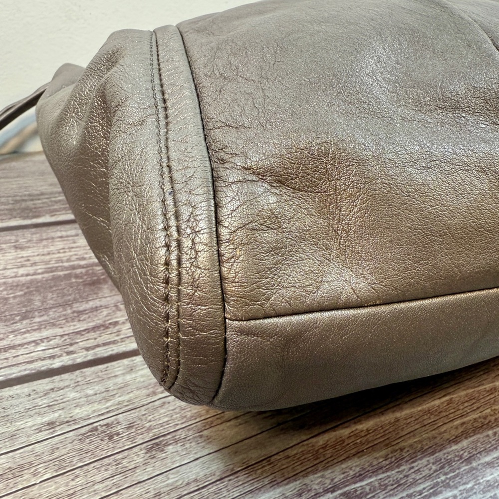 COACH Parker Hippie Gray Leather Shoulder Bag Purse F13416 Medium Pleated - Picture 8 of 14